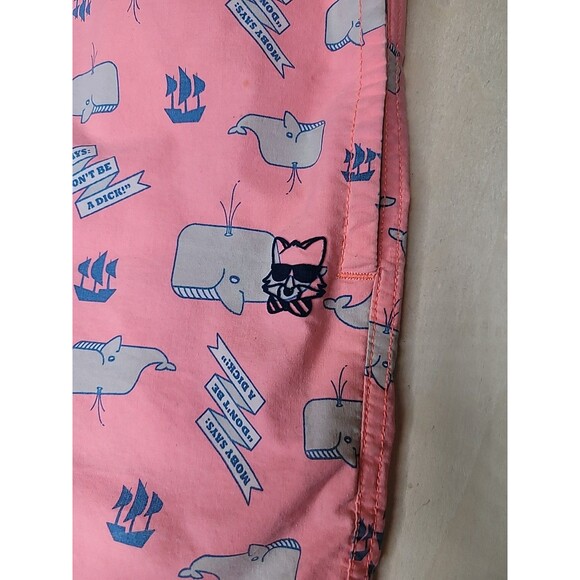 Party Pants Shorts Mens XL Pink Moby Whale Don't Be A Dick Swim Trunks Summer - Picture 3 of 15